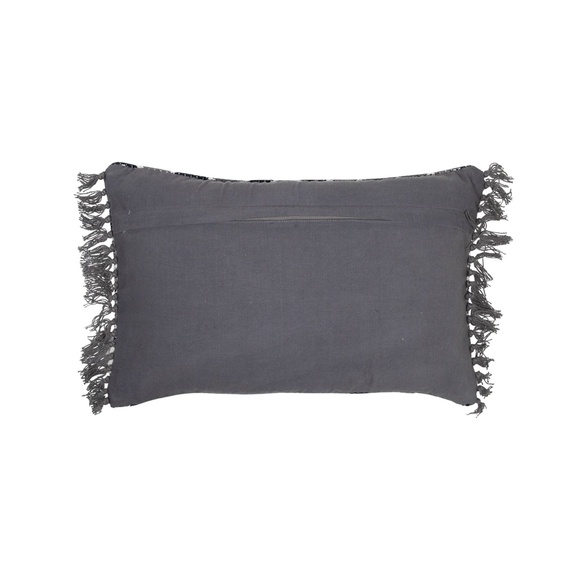 Throw Pillow Grey Geometric Bohemian 20 x 13 Cotton Tassle Accent Pillow NWT - Picture 2 of 2